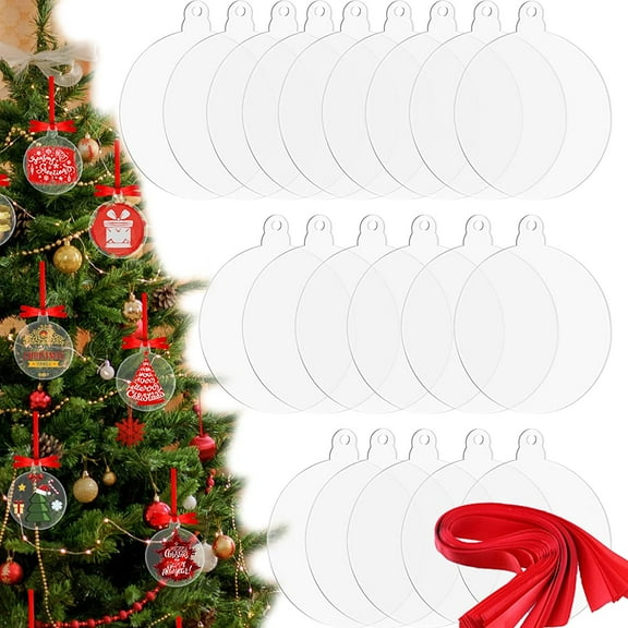 Acrylic Blanks, 20Pcs Clear Acrylic Ornament Keychain for Crafts 3” Round Flat Acrylic Discs Ornament for DIY 2022 Christmas Ornament Vinyl Art Crafting Handmade Gifts