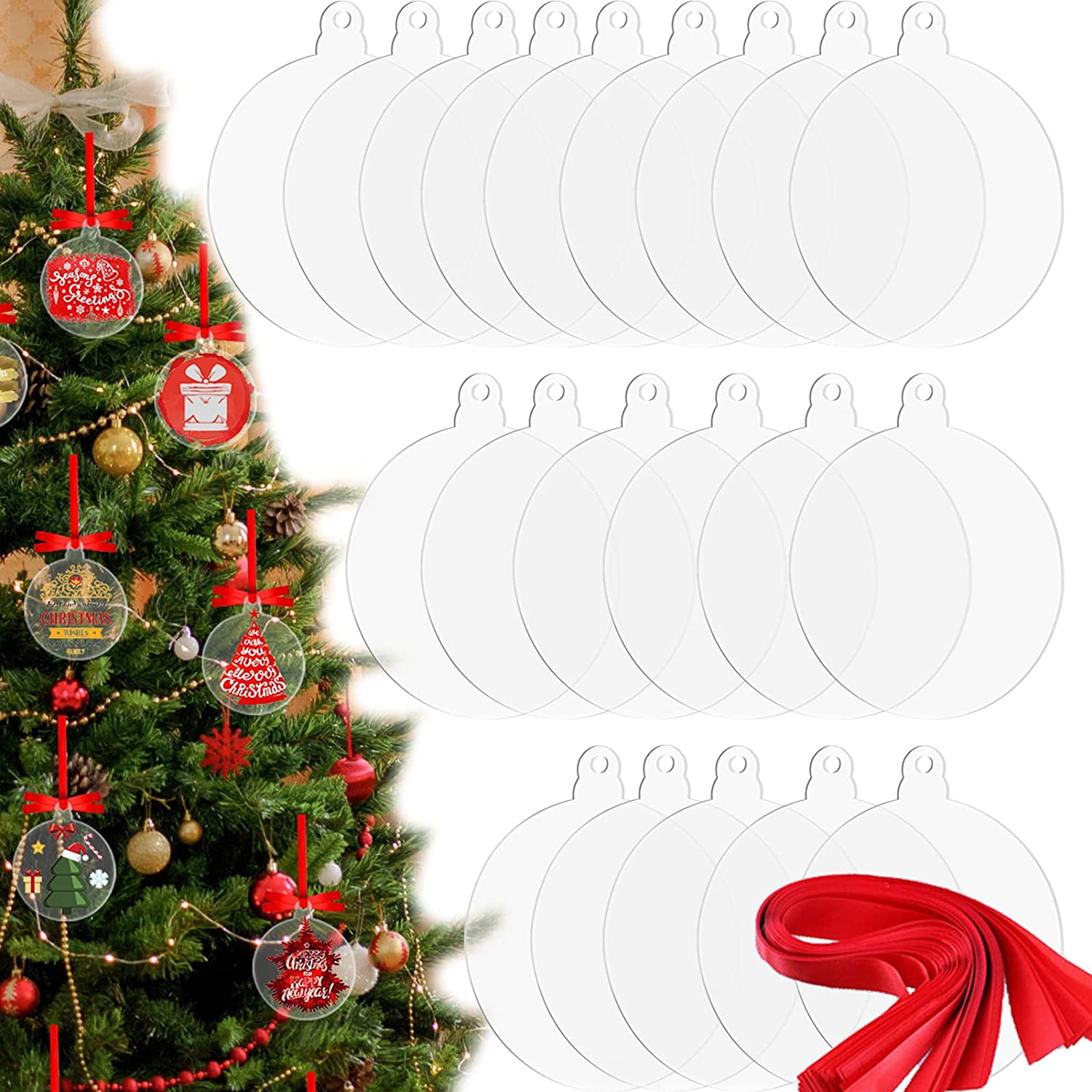 20x Clear Acrylic Round Disc Flat Ornament Blanks for DIY Crafts 1.5