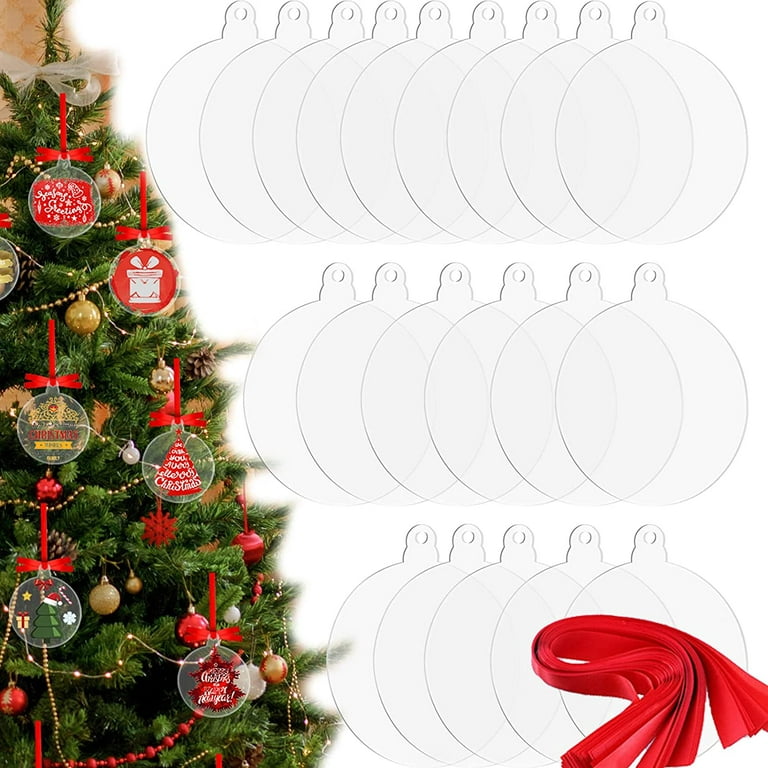 36 Pieces Christmas Acrylic Ornament Blanks for Crafts Clear Round  Ornaments