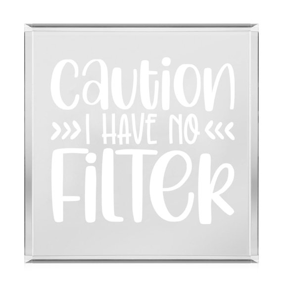 Acrylic Block Sign Art Home Desk Decor Gift Caution I Have No Filter Funny Sarcastic