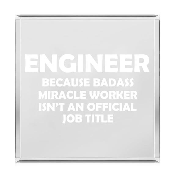 Acrylic Block Sign Art Home Desk Decor Gift Engineer Miracle Worker Job Title Funny