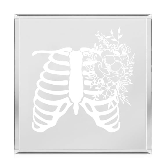 Acrylic Block Sign Art Home Desk Decor Gift Floral Rib Cage Radiologist Radiologic Technologist X-Ray Tech