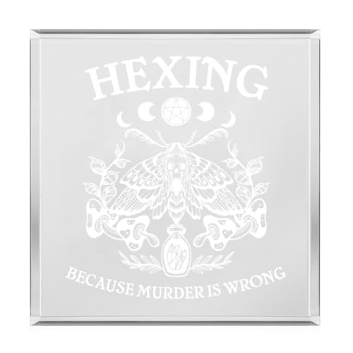 Acrylic Block Sign Art Home Desk Decor Gift Hexing Because Murder Is Wrong Death Head Moth Pagan Witch Wiccan