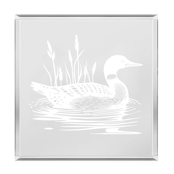 Acrylic Block Sign Art Home Desk Decor Gift Loon Swimming In Lake