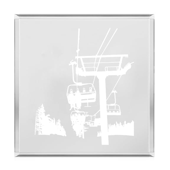 Acrylic Block Sign Art Home Desk Decor Gift Ski Lift Skiing Skier