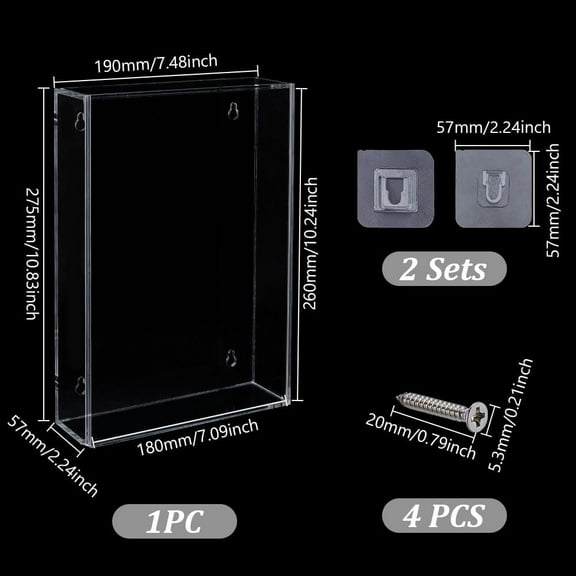 Acrylic Book Display Case Wall Mount Clear Display Case for Bible Book Protector Case Organizer Box for Collectible Books Action Figures Jewelry (7x10x2 inch)