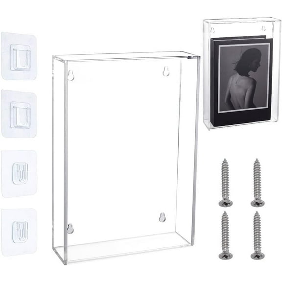 Acrylic Book Display Case Wall Mount Clear Display Case for Bible Book Protector Case Organizer Box for Collectible Books Action Figures Jewelry (7x10x2 inch) Clear