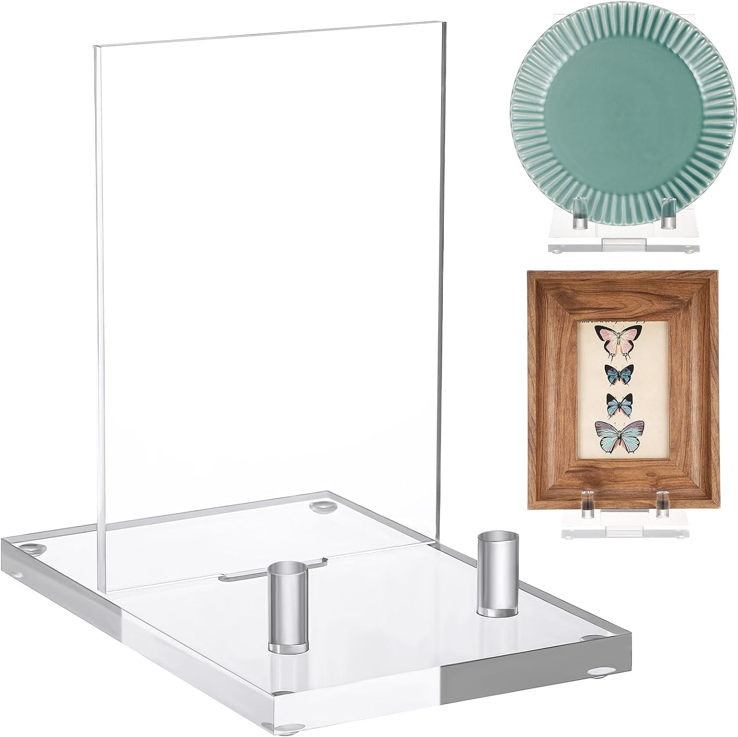 Acrylic Book Display Stand Clear Easel Plate Stand for Displaying Books, Picture, Notebooks, Platter, Photo, Artworks(4 x 6 x 6 Inch)