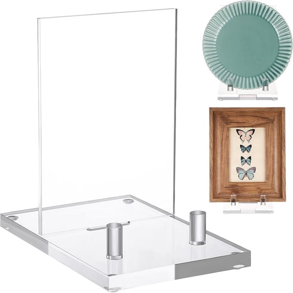 Acrylic Book Display Stand Clear Easel Plate Stand for Displaying Books, Picture, Notebooks, Platter, Photo, Artworks(4 x 6 x 6 Inch)