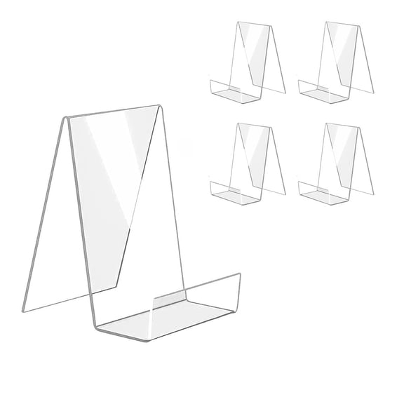 Acrylic Book Display Stand Transparent Vertical Desktop Easel for Books, Artwork, Tablets & Brochures 100 x 100 x 150 mm Triangular Stable Design