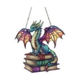 thumbnail image 1 of Acrylic Book Dragon Sculpture for Home Office Decor Library Desk Wisdom Luck Talisman Inspirational Dragon Pendant Ornament for Bookshelf Display, 1 of 9