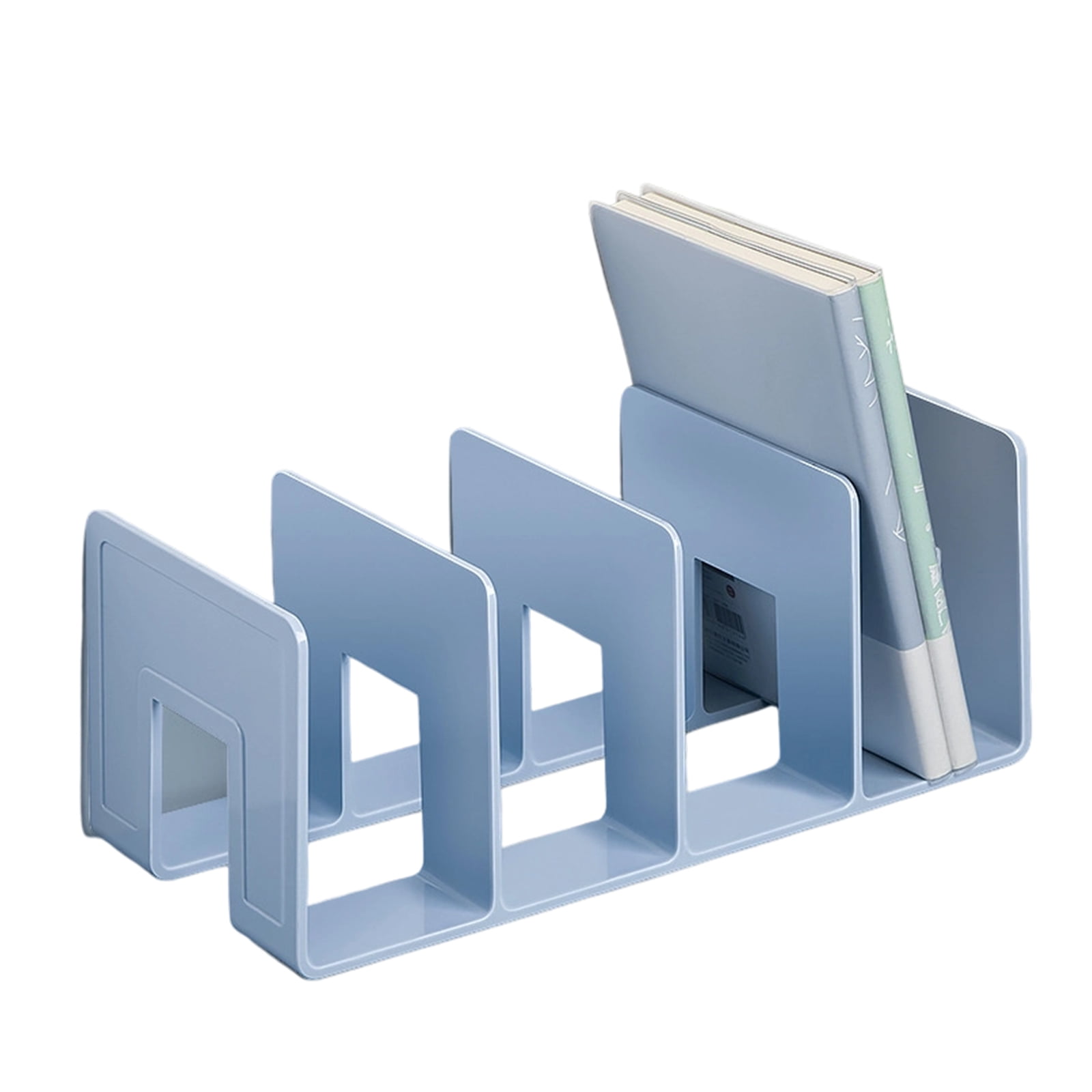 Angled Bookstop Acrylic Book End Book Shelf Bookend Magazine Stand 4 Compartment Space ...