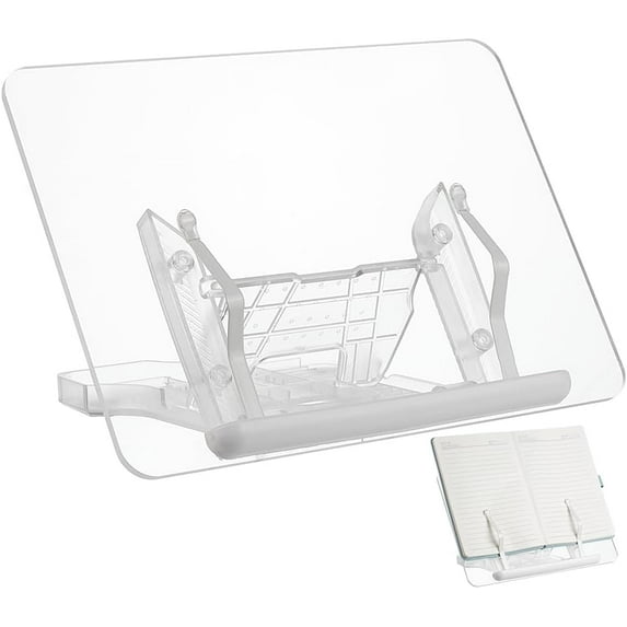 Acrylic Book Stand for DIY Reading Adjustable Tabletop Acrylic Bookshelf Stand Clear Foldable Desktop Ricer Book Display Easel for DIY Books Magazines Sheet Music Laptop 28x19.9cm