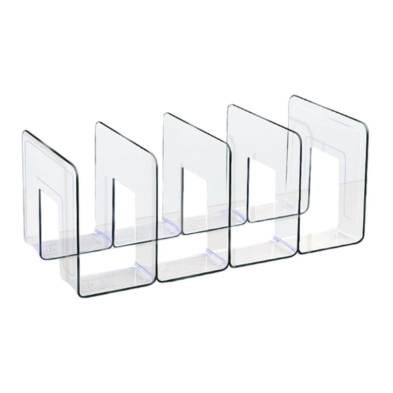 Acrylic Book Stand Storage Organizer, Thickened Desktop Reading Stand with Fixed Book Clip, Multi-Partition Desk Rack for Study, Office and Home Book Storage and Organization