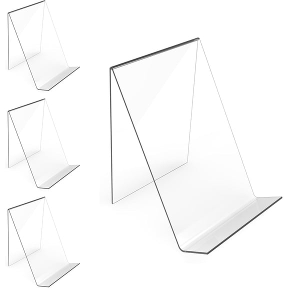 Acrylic Book Stand Without Ledge,6 Inch 4PC Clear Acrylic Display Easel Transparent Display Stand Holder Tablet Holder for Displaying Pictures,Books,Artworks, CDs