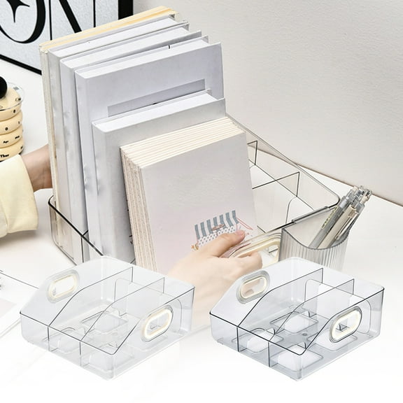 Acrylic Book Stand1PC,Desktop Document Holder10.04x10.04x4.33in,Transparent Storage Rack for Office Organization(Black)