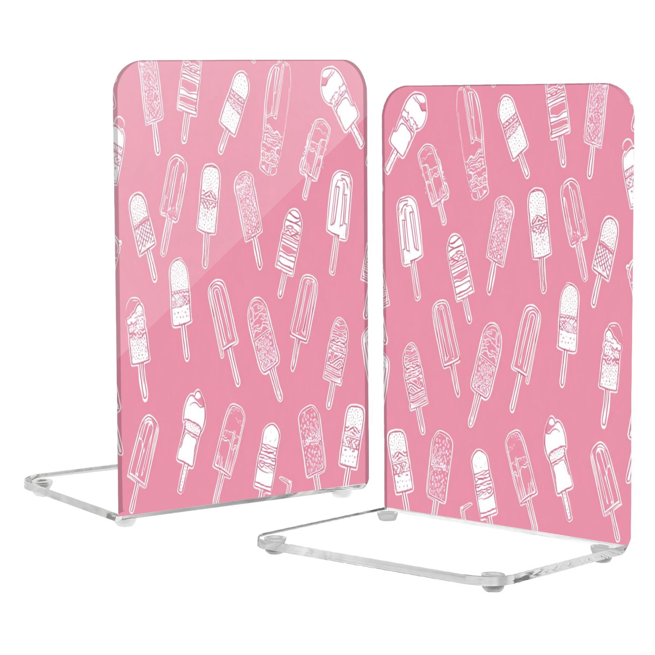 Acrylic Bookends 2 Pairs Decorative Book Stoppers for Home Office Desk ...