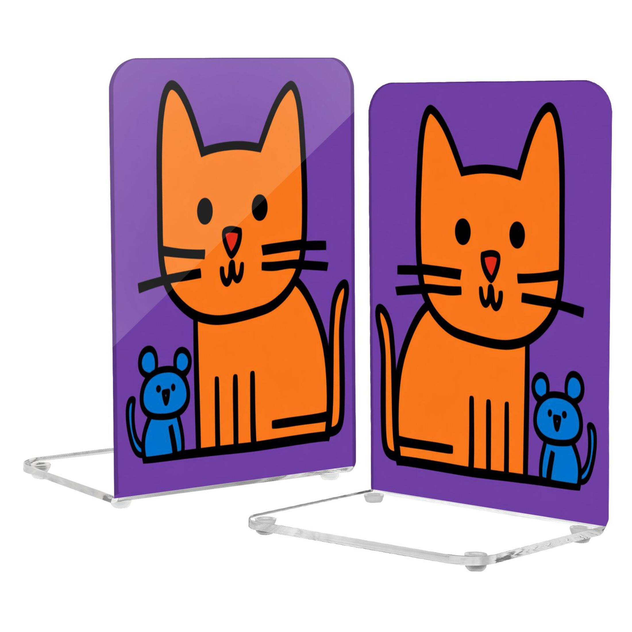 Acrylic Bookends 2 Pairs Decorative Book Stoppers for Home Office Desk ...