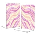 thumbnail image 1 of Acrylic Bookends 2 Pairs Decorative Book Stoppers for Home Office Desk Organizer Pastel Pink Wavy Lines, 1 of 6