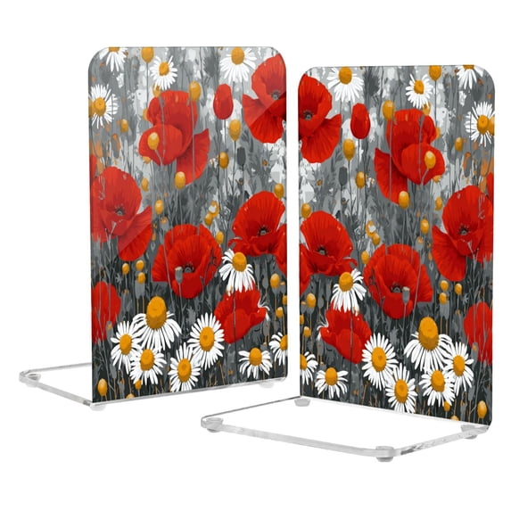Acrylic Bookends 2 Pairs Decorative Book Stoppers for Home Office Desk ...