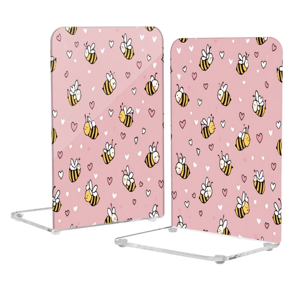 Acrylic Bookends 2 Pairs Decorative Book Stoppers for Home Office Desk ...