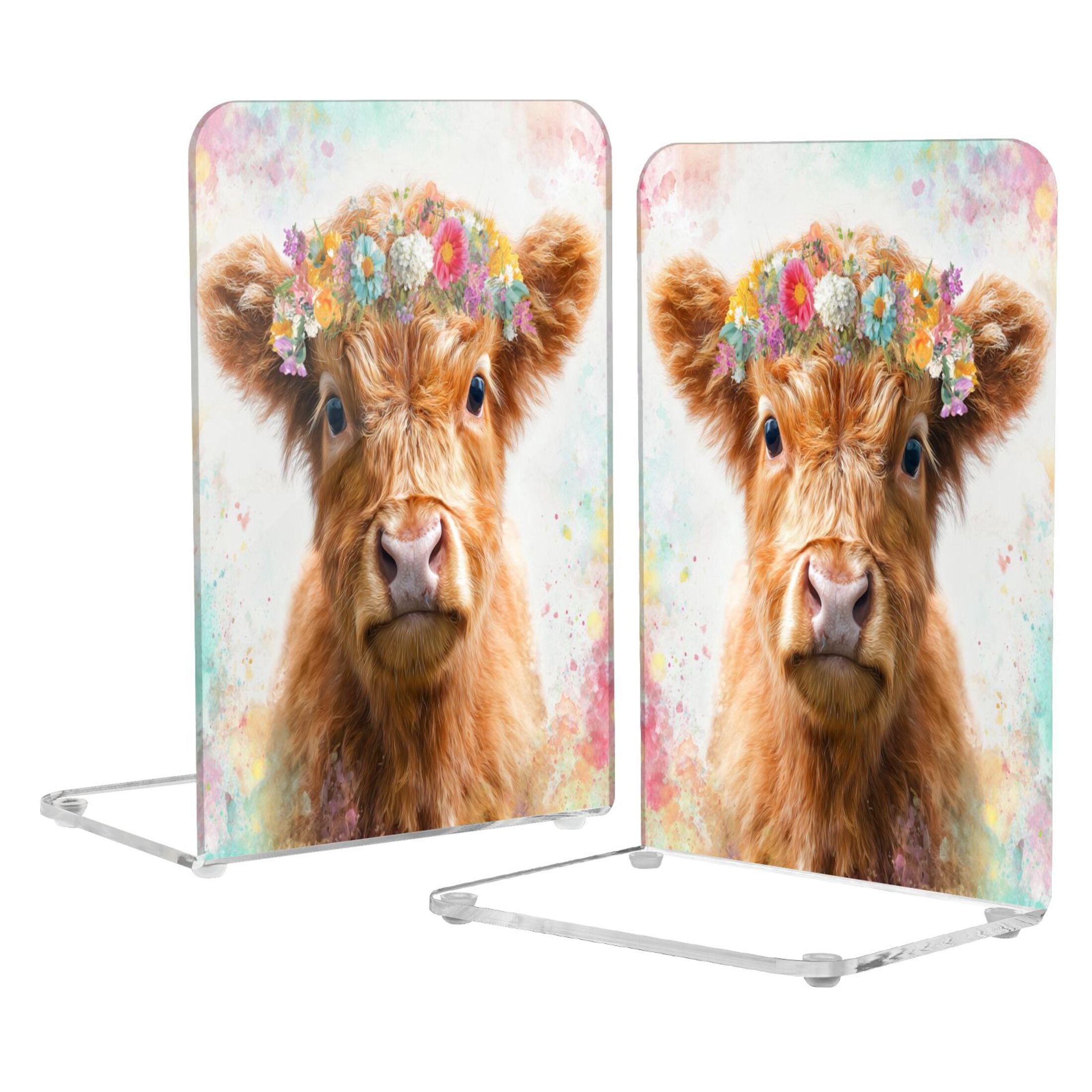 Acrylic Bookends 2 Pairs Decorative Book Stoppers for Home Office Desk ...