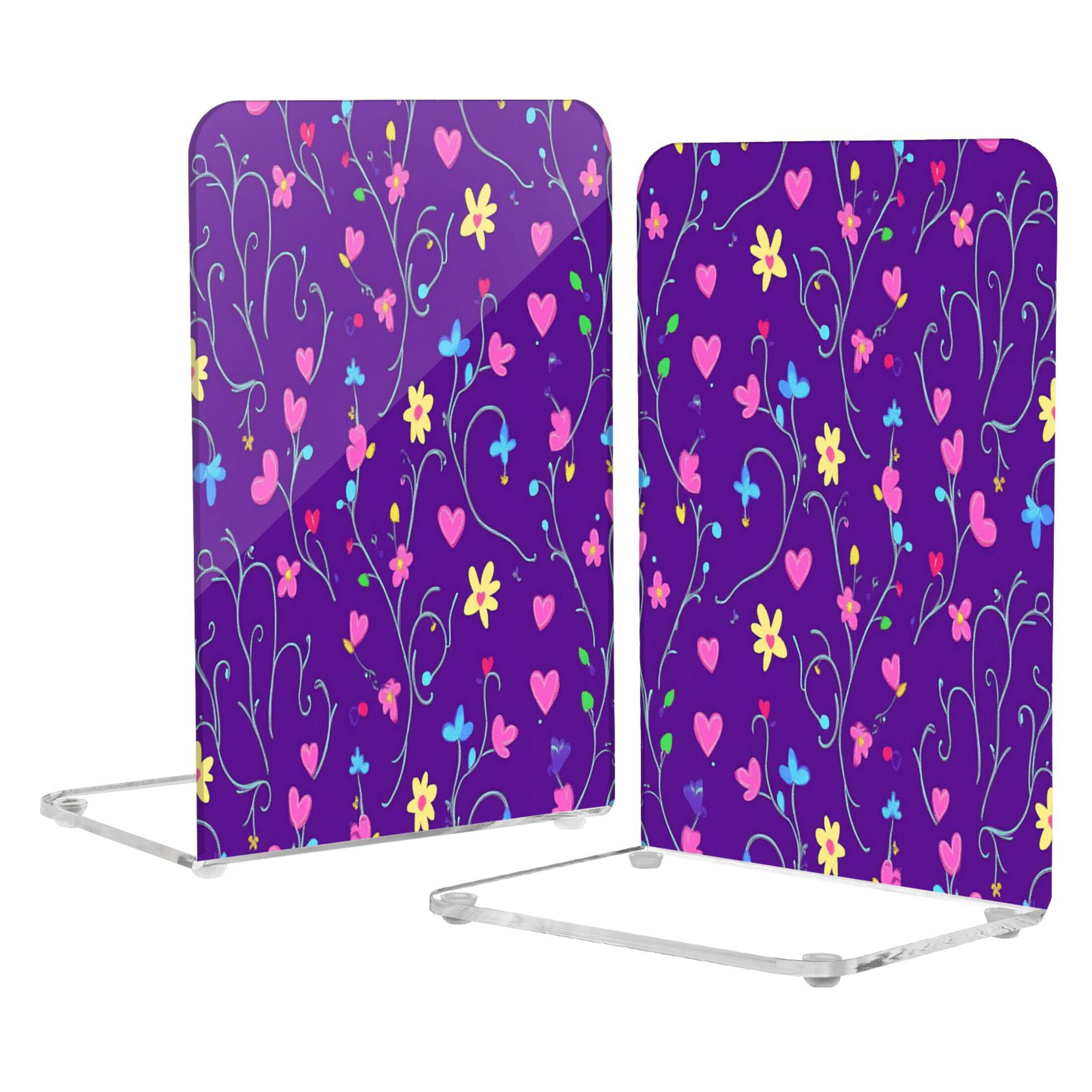 Acrylic Bookends 2 Pairs Decorative Book Stoppers for Home Office Desk ...