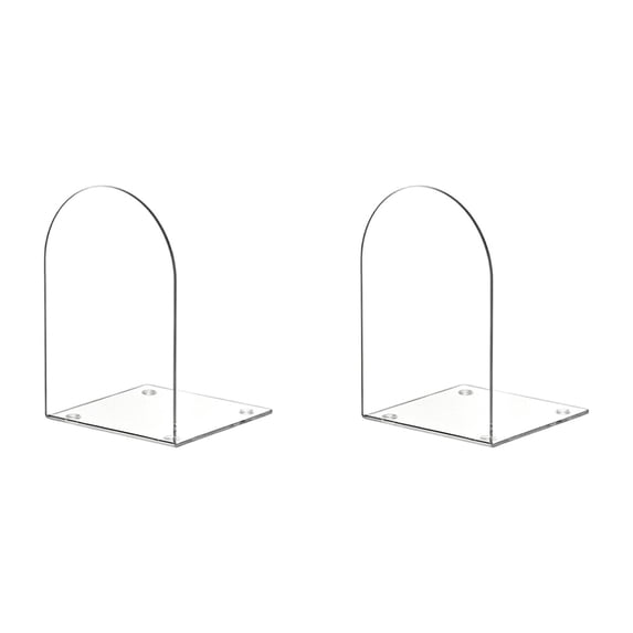 Acrylic Bookends 4 PCS, Clear Book Ends for Shelves, L Shape Transparent Bookend Organizer, Book Holder Stand Decorative, Book Stoppers for Heavy Duty Books, Cd, File, Video Games