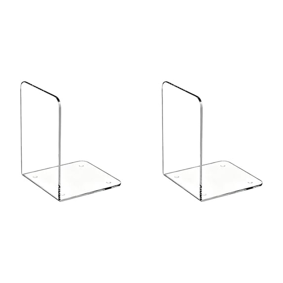 Acrylic Bookends For Shelves, Clear Non-Slip Book Holder With Mats, Sturdy Desk Stopper For Books And Vinyl Records, Transparent Design (Multicolor ,2pcs)
