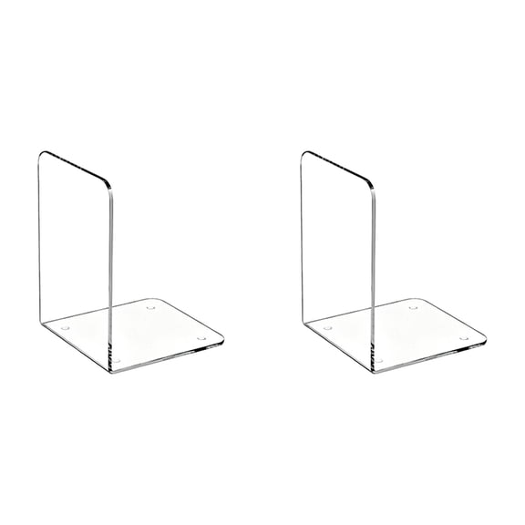 Acrylic Bookends For Shelves, Clear Non-Slip Book Holder With Mats, Sturdy Desk Stopper For Books And Vinyl Records, Transparent Design (Multicolor ,2pcs)