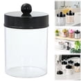 thumbnail image 1 of Acrylic Bottle Storage Jar with Cotton Swab Case Black, Holder Dispenser for Bathroom Vanity, Clear Canister Jar for Cotton Balls Swabs Pads, Small Container Organizer, Stylish Mak Makeup Organizers, 1 of 9