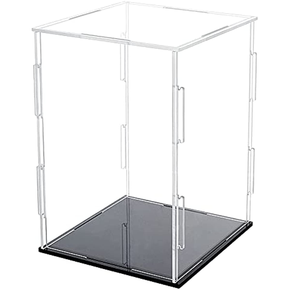 Acrylic Box with Black Stand and Rubber Band 4x4 Inch Cube Clear