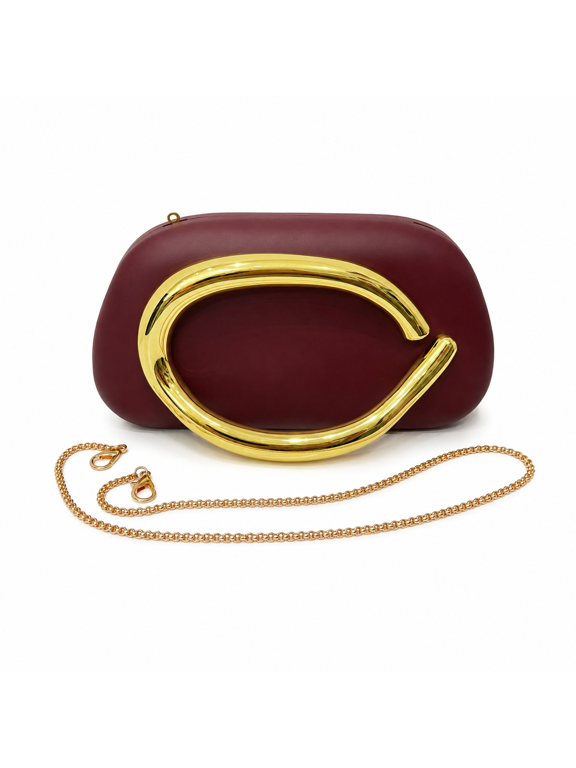Acrylic Box Clutch for Women, Round Hard Shell Handbag with Metal Handle, Convertible Handheld Shoulder Evening Bag for Party, Wedding, Formal Events, 7.9 x 2.2 x 4.3 in