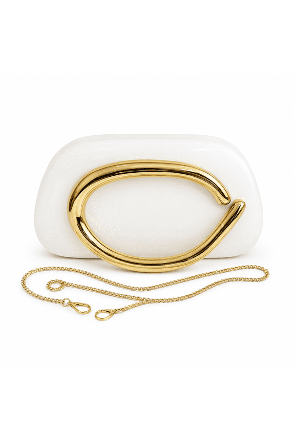 Acrylic Box Clutch for Women, Round Hard Shell Handbag with Metal Handle, Convertible Handheld Shoulder Evening Bag for Party, Wedding, Formal Events, 7.9 x 2.2 x 4.3 in
