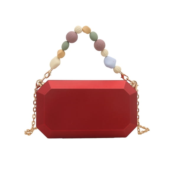 Acrylic Box Crossbody Bag for Women, Colorful Beaded Handle Chain Shoulder Bag - Trendy Casual Evening Purse