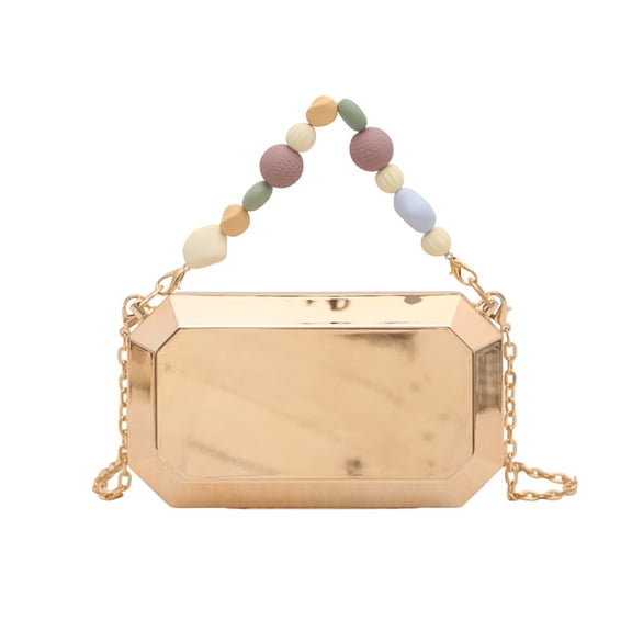 Acrylic Box Crossbody Bag for Women, Colorful Beaded Handle Chain Shoulder Bag - Trendy Casual Evening Purse