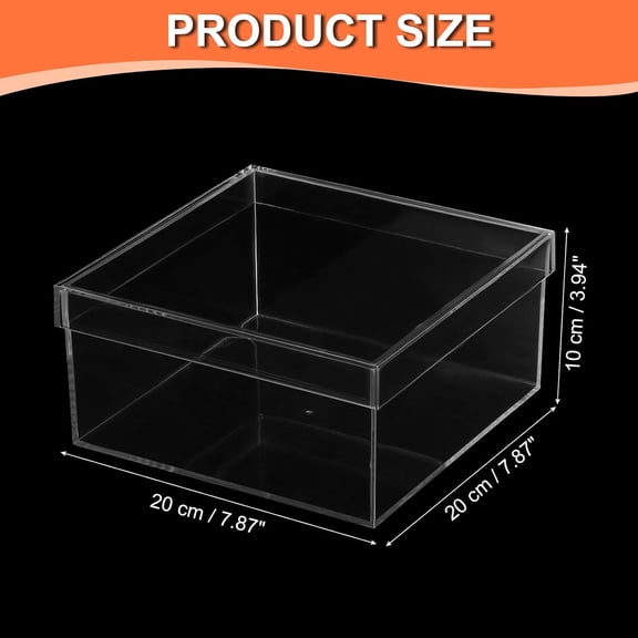 Acrylic Box with Lid 7.87" x 7.87" x 3.94", Clear Acrylic Display Boxes Plastic Square Cube Containers Storage Organizer for Candy Tiny Jewelry Artwork Display