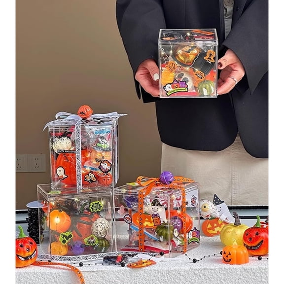Acrylic Box with Lid 2 Packs Clear Display Boxes Stackable Storage Bins Plastic Square Cube for Cookie Candy Sweets Kids Birthday Party