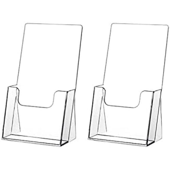 Acrylic Brochure Holder,2 packs Thicker Countertop Literature Holder Plastic Flyer Display Stand for Magazine (2 packs)