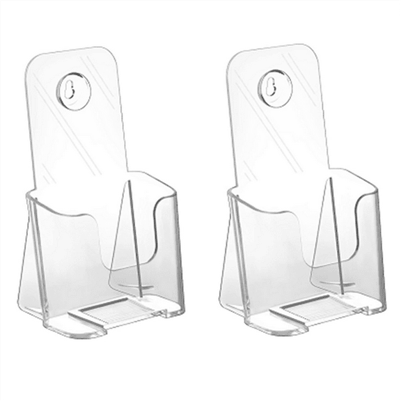 Acrylic Brochure Holder Slant Back Design, Clear Display Stand, Plastic Table Stand Sign Holder 2 Pack