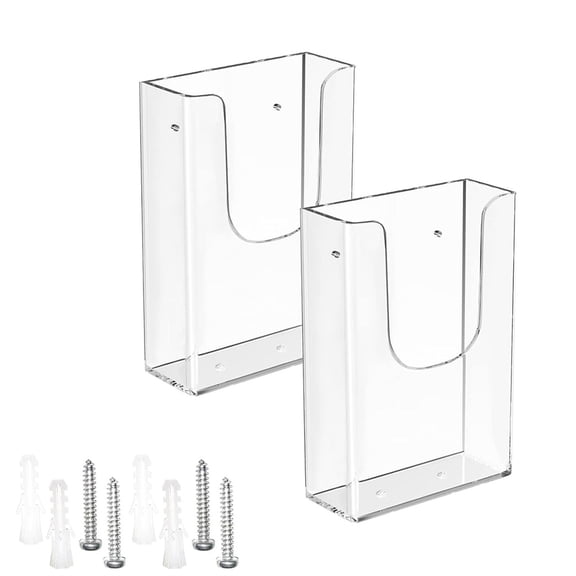 Acrylic Brochure Holder Wall Mount ,NOGIS 8.9 x 9.6 Inches Clear Wall Brochure Display Stand, Plastic Wall Pamphlet Holder for Flyer, Menu, Booklet, 2 Pack