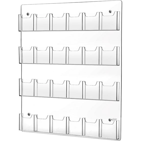 Acrylic Brochure Pamphlet Holder Brochure Display Stand Business Tri Fold Multi Slot Holder Rack Wall Mount Clear Pocket Space Saver for Flyer Literature Menu Advertise(1 Piece)