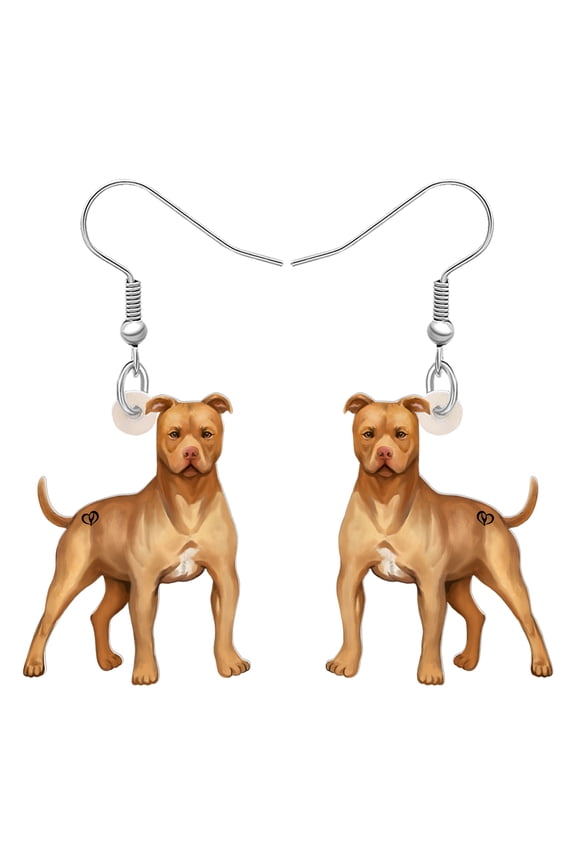 Acrylic Brown American Pit Bull Terrier Dog Earrings Charm Pets Animals Dangle Jewelry For Women Gifts