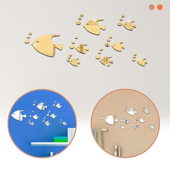 Acrylic Bubble Fish Wall Stickers, Ocean Fish Mirror Stickers, Undersea Tropical Fish 3D Acrylic Mirror Wall Decals For Rooms, Living Rooms, Bedrooms, Glass & Tiles, Easy To