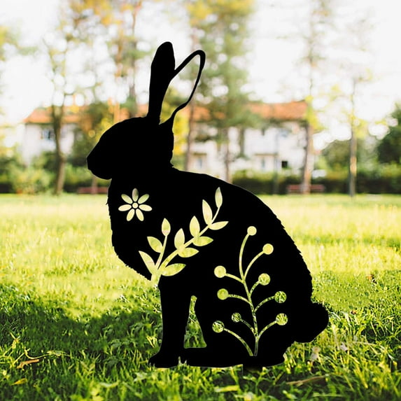 Acrylic Bunny Garden Decor, 17" Rabbit Yard Decor, Metal Yard Art Animals Garden Stakes Rabbit Silhouette, Rabbit Yard Decorations Outdoor, Bunny Garden Art for Flowerbeds Planters Patios Lawn