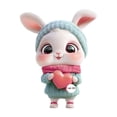 thumbnail image 1 of Acrylic Bunny Pendant – Cute Rabbit Keychain with Heart Design for Valentine’s Day & Easter, Car Mirror Charm, Backpack Ornament or Gift Accessory, 1 of 5