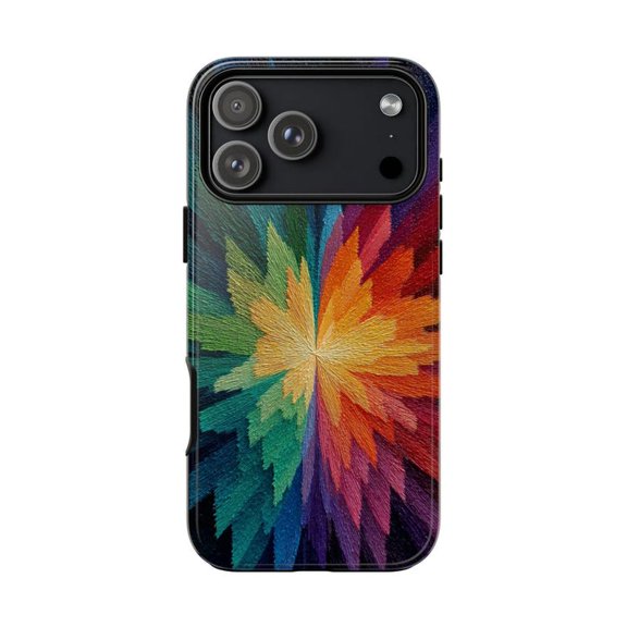 Acrylic Burst Rainbow Prism Pattern Case with iPhone 17 to 11 Pro Max H01611