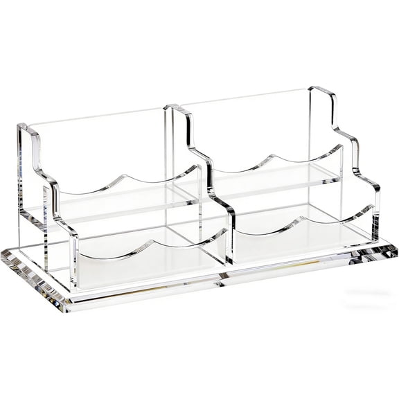Acrylic Business Card Holder for Desk, Horizontal Clear Name Card Display Stand Desktop Display Stand for Business Cards, Perfect for Offices & Professionals 4 Slots