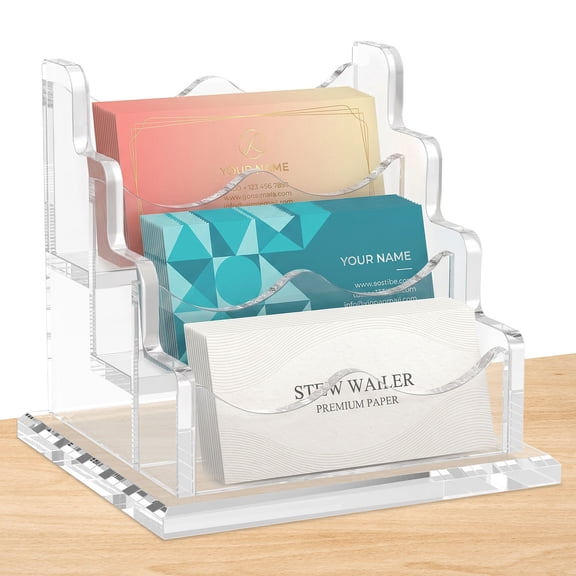 Acrylic Business Card Holder, Stable Base Structure, Display and Storage, Resistant to Breakage or Deformation, for Office Home Restaurant