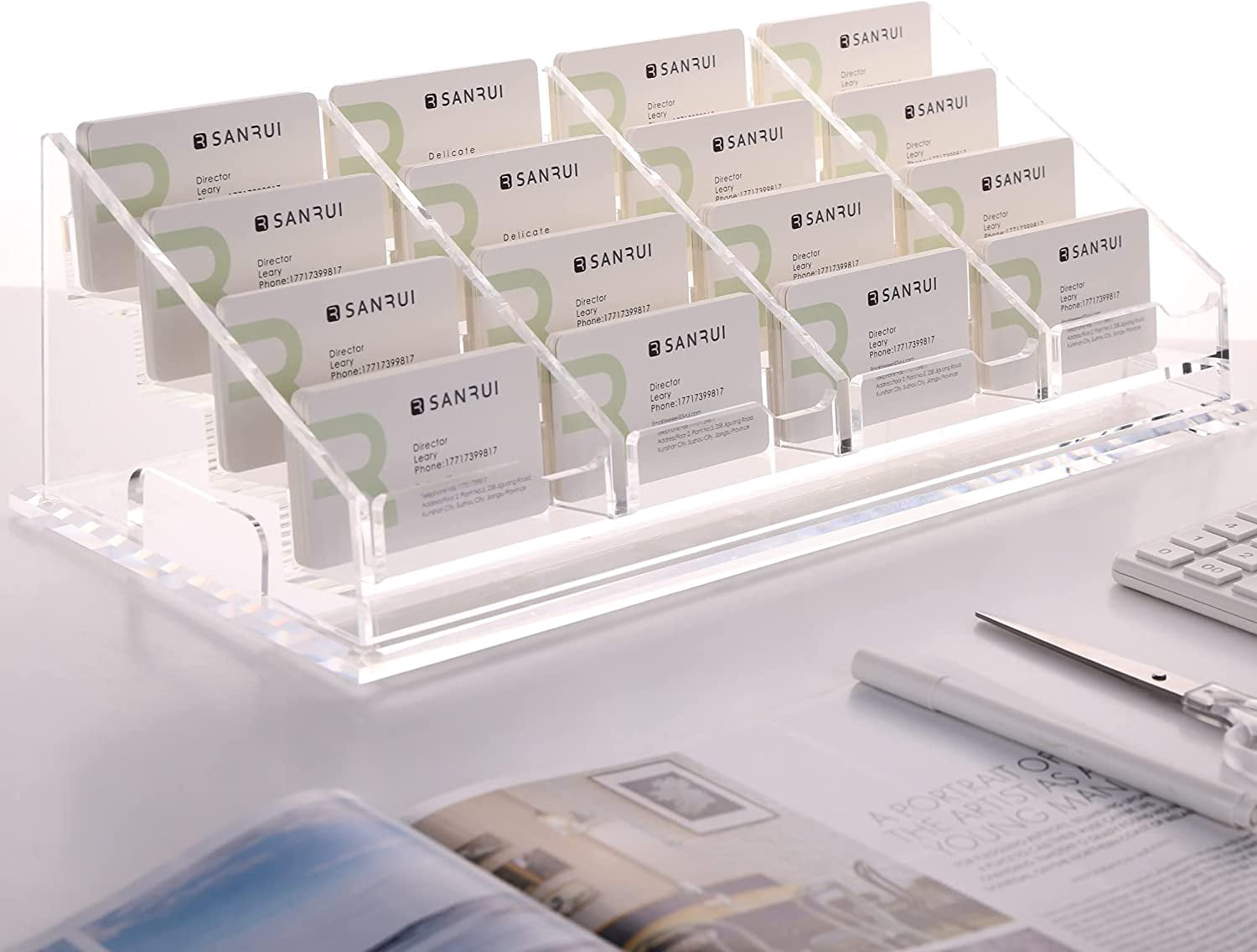 Acrylic Business Card Holder for Desk, Horizontal Clear Name Card ...